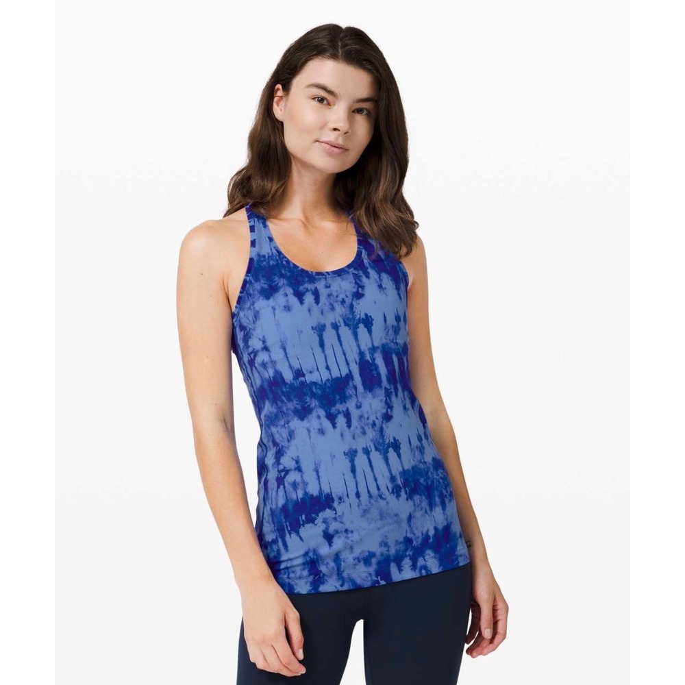 Lululemon Cool Racerback II Tank Top Blue Shibori Tie Dye Nulu Yoga Gym Shirt